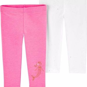 NWT 2t carters mermaid glitter 2 pr leggings capris Easter summer birthday party